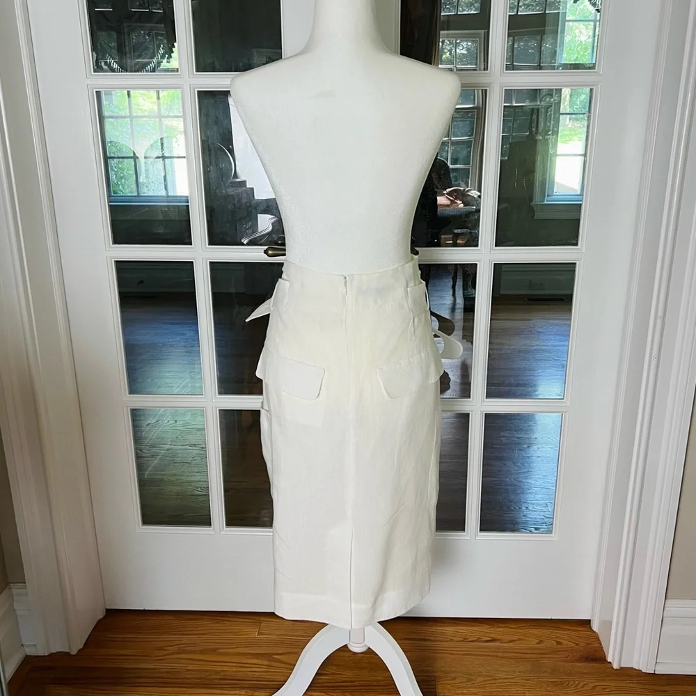 NWOT Tibi Linen Midi A-line Skirt with Belt - Picture 2 of 7